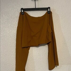 Say What? Burnt Orange Ribbed One-Shoulder Top